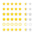 Rating five stars set. Review golden stars in different styles. Royalty Free Stock Photo